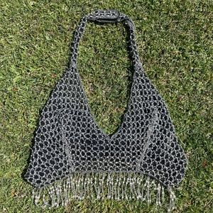 Stunning vintage beaded mesh bralette bra top